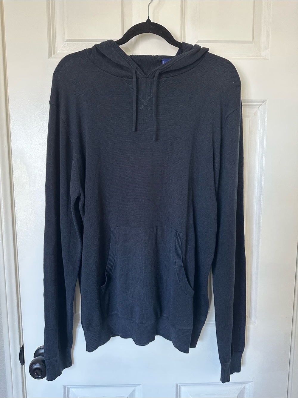 Men's Dark Navy Pullover Hoodie with Front Pocket